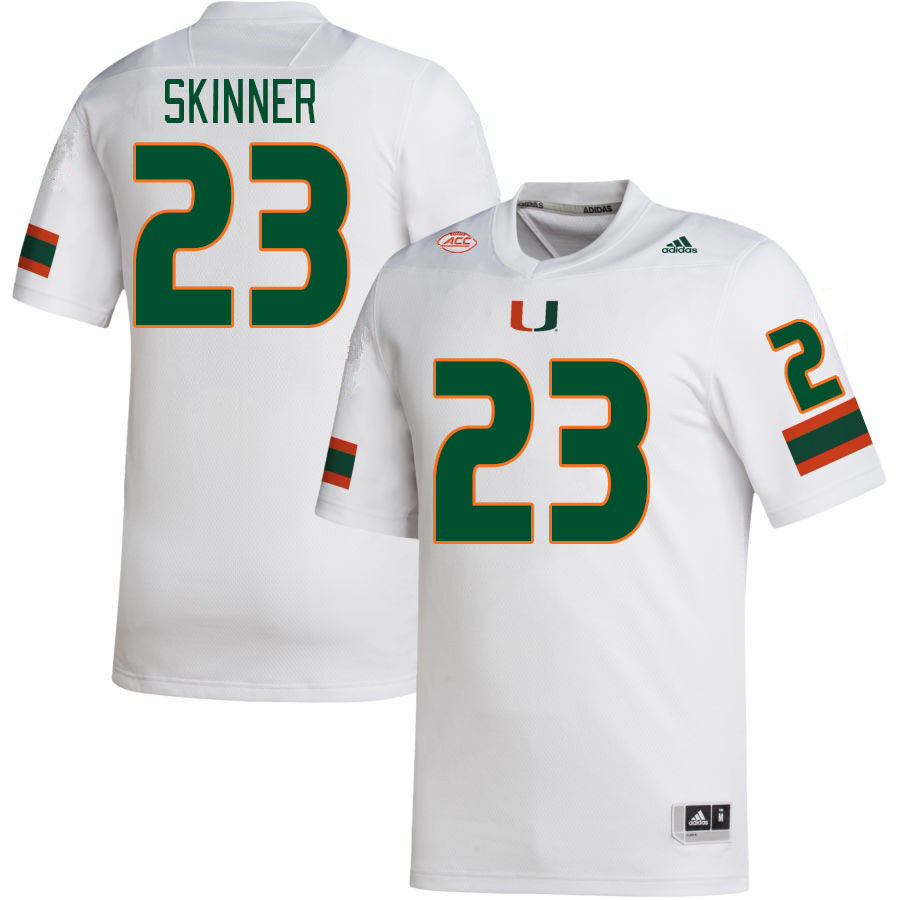 Men #23 Jaleel Skinner Miami Hurricanes College Football Jerseys Stitched-White